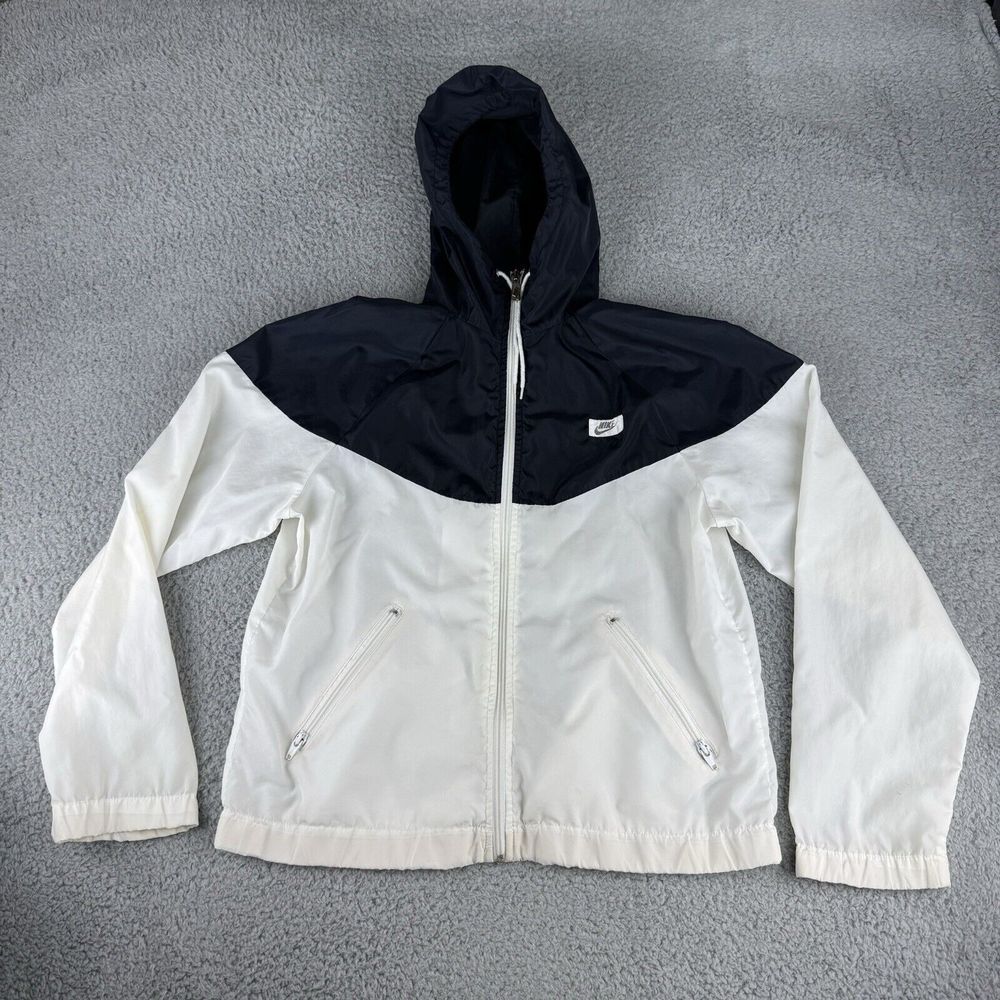 Vintage Nike Windrunner Jacket 90s White Black‎ Men's Size Large Runs Small